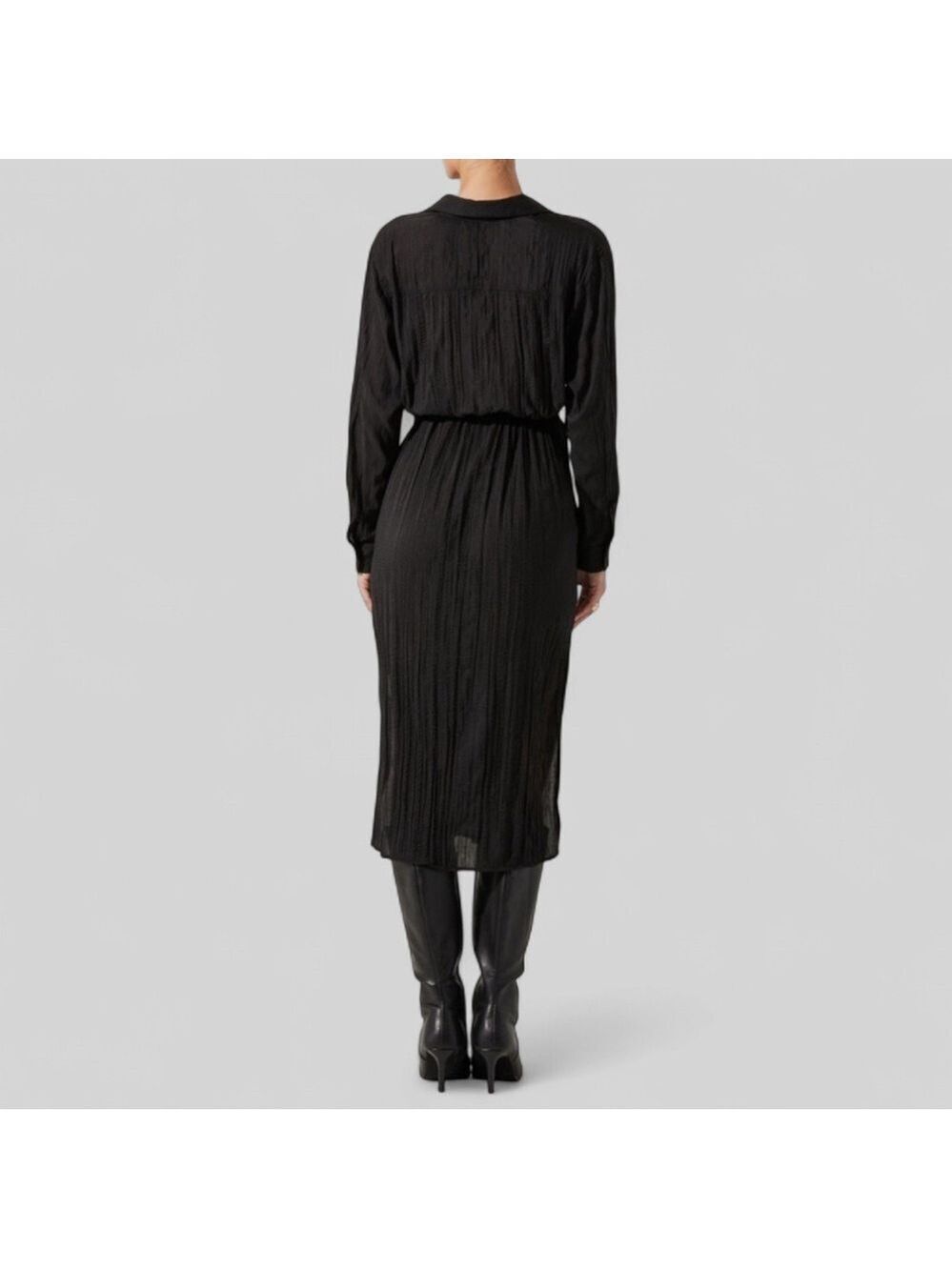 ASTR the Label Belted Long Sleeve Midi Shirtdress-Black size Small-NWT - Picture 13 of 13